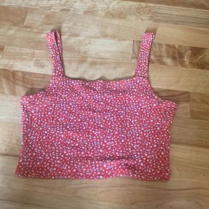 American Eagle red floral cropped tank top